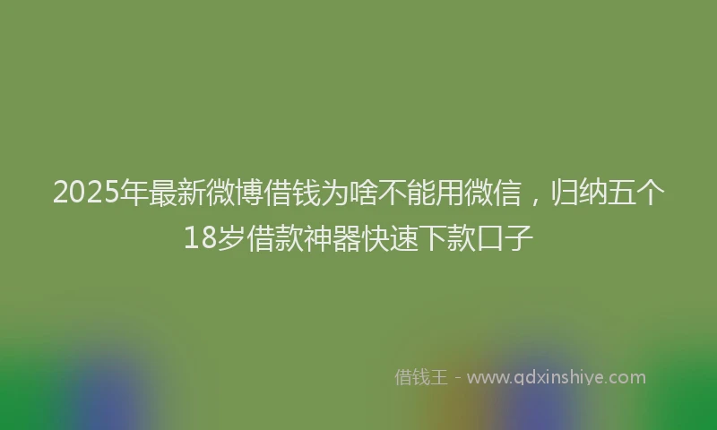 2025年最新微博借钱为啥不能用微信，归纳五个18岁借款神器快速下款口子