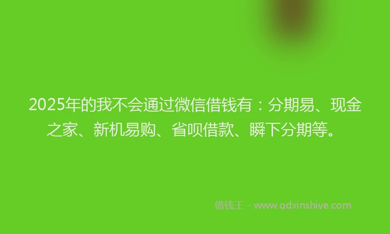 2025年的我不会通过微信借钱有：分期易、现金之家、新机易购、省呗借款、瞬下分期等。