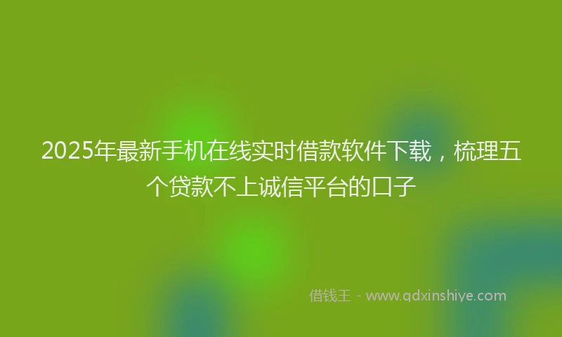 2025年最新手机在线实时借款软件下载，梳理五个贷款不上诚信平台的口子