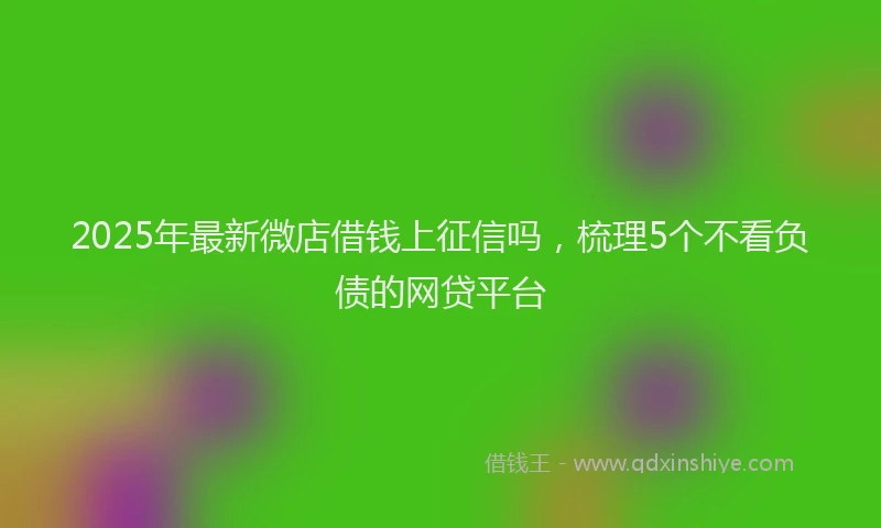 2025年最新微店借钱上征信吗，梳理5个不看负债的网贷平台