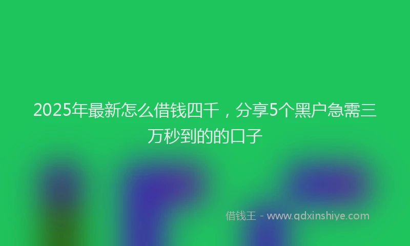 2025年最新怎么借钱四千，分享5个黑户急需三万秒到的的口子