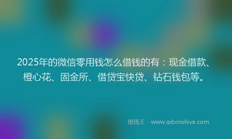 2025年的微信零用钱怎么借钱的有：现金借款、橙心花、固金所、借贷宝快贷、钻石钱包等。