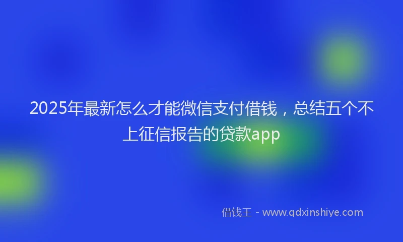 2025年最新怎么才能微信支付借钱，总结五个不上征信报告的贷款app