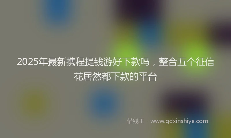 2025年最新携程提钱游好下款吗，整合五个征信花居然都下款的平台
