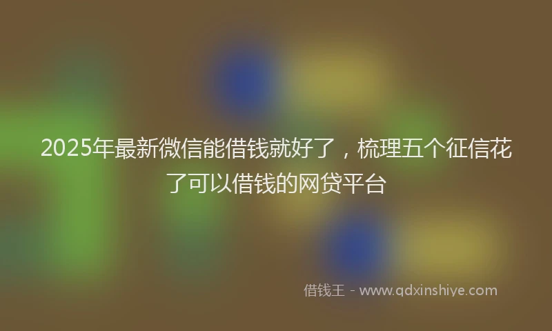 2025年最新微信能借钱就好了，梳理五个征信花了可以借钱的网贷平台