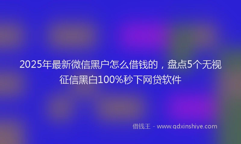2025年最新微信黑户怎么借钱的，盘点5个无视征信黑白100%秒下网贷软件