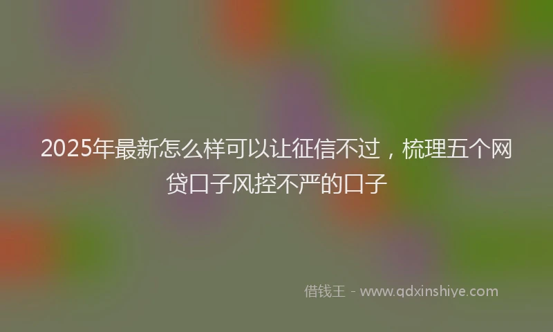 2025年最新怎么样可以让征信不过，梳理五个网贷口子风控不严的口子