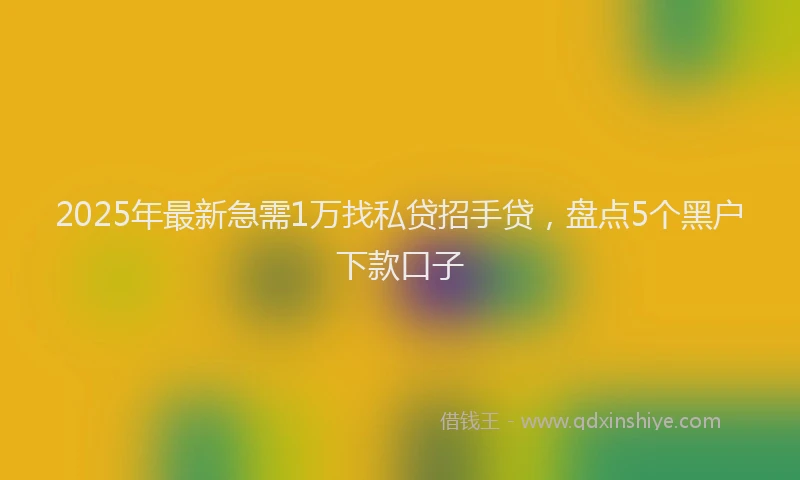 2025年最新急需1万找私贷招手贷，盘点5个黑户下款口子