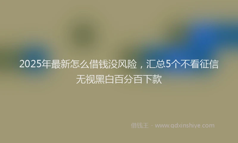 2025年最新怎么借钱没风险，汇总5个不看征信无视黑白百分百下款