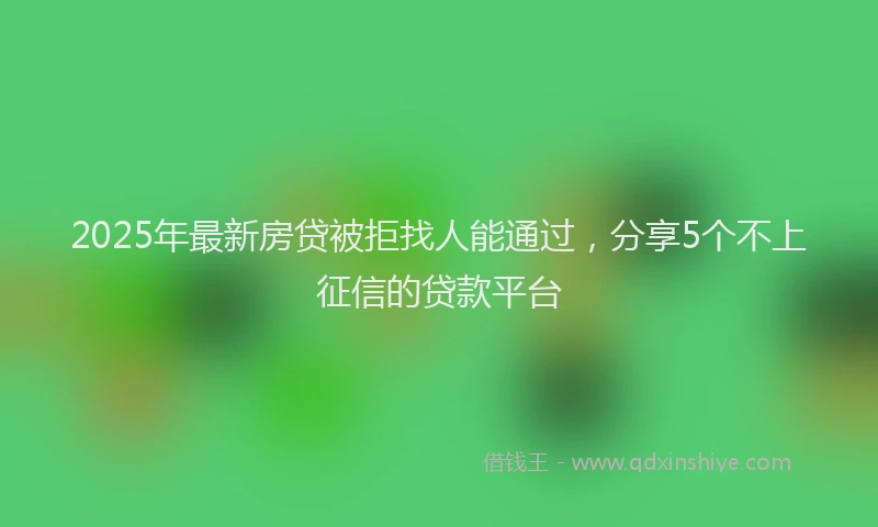 2025年最新房贷被拒找人能通过，分享5个不上征信的贷款平台