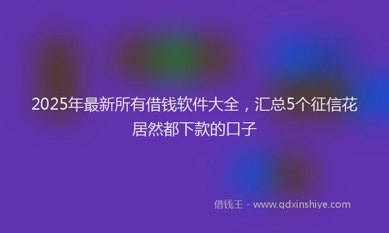 2025年最新所有借钱软件大全，汇总5个征信花居然都下款的口子