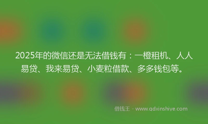 2025年的微信还是无法借钱有：一橙租机、人人易贷、我来易贷、小麦粒借款、多多钱包等。