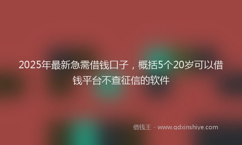 2025年最新急需借钱口子，概括5个20岁可以借钱平台不查征信的软件