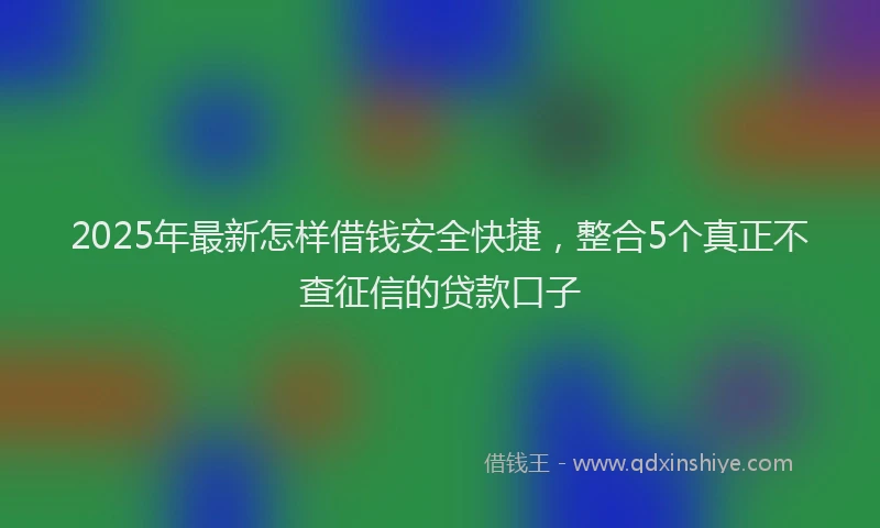 2025年最新怎样借钱安全快捷，整合5个真正不查征信的贷款口子