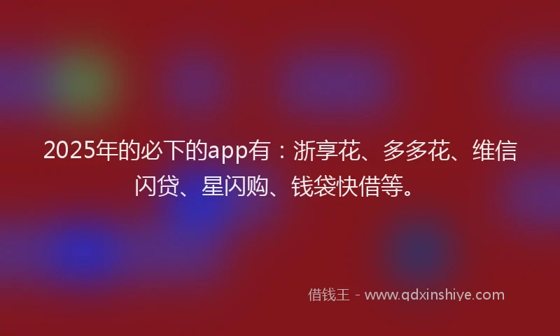 2025年的必下的app有：浙享花、多多花、维信闪贷、星闪购、钱袋快借等。