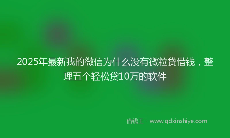 2025年最新我的微信为什么没有微粒贷借钱，整理五个轻松贷10万的软件