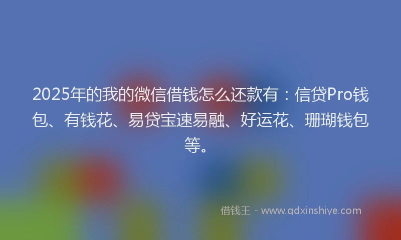 2025年的我的微信借钱怎么还款有：信贷Pro钱包、有钱花、易贷宝速易融、好运花、珊瑚钱包等。