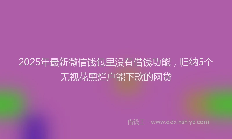 2025年最新微信钱包里没有借钱功能，归纳5个无视花黑烂户能下款的网贷