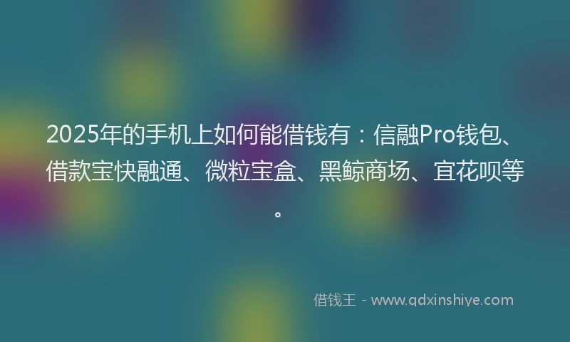 2025年的手机上如何能借钱有：信融Pro钱包、借款宝快融通、微粒宝盒、黑鲸商场、宜花呗等。