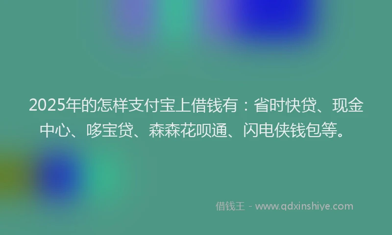 2025年的怎样支付宝上借钱有：省时快贷、现金中心、哆宝贷、森森花呗通、闪电侠钱包等。