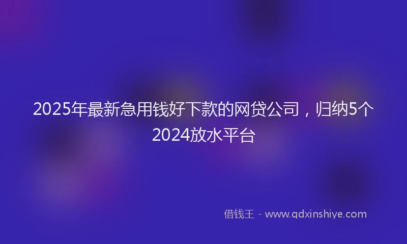 2025年最新急用钱好下款的网贷公司，归纳5个2024放水平台