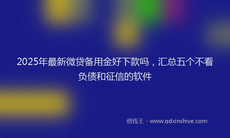 2025年最新微贷备用金好下款吗，汇总五个不看负债和征信的软件