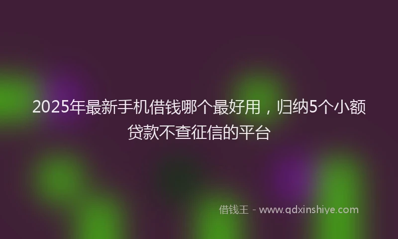 2025年最新手机借钱哪个最好用，归纳5个小额贷款不查征信的平台