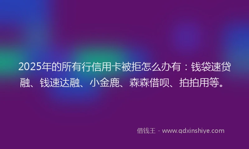 2025年的所有行信用卡被拒怎么办有：钱袋速贷融、钱速达融、小金鹿、森森借呗、拍拍用等。