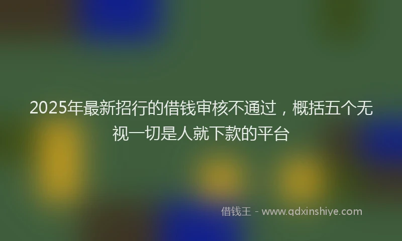 2025年最新招行的借钱审核不通过，概括五个无视一切是人就下款的平台