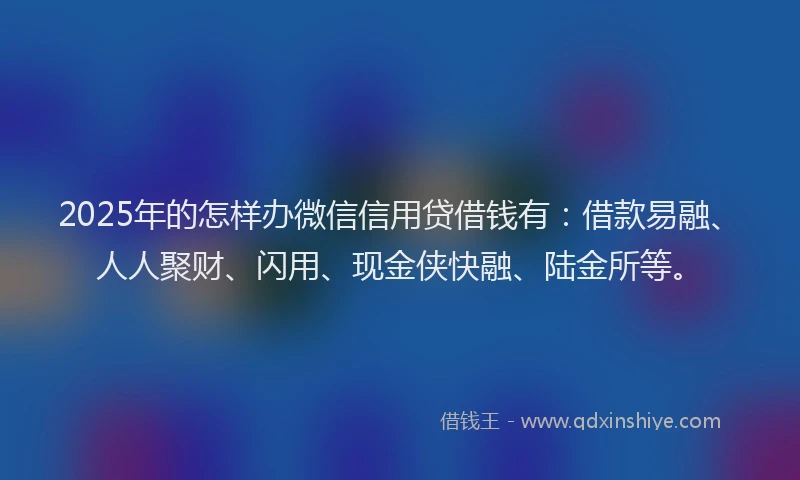 2025年的怎样办微信信用贷借钱有：借款易融、人人聚财、闪用、现金侠快融、陆金所等。