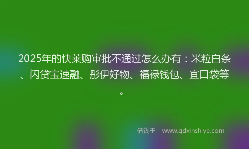 2025年的快莱购审批不通过怎么办有：米粒白条、闪贷宝速融、彤伊好物、福禄钱包、宜口袋等。