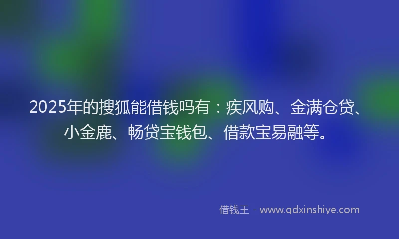 2025年的搜狐能借钱吗有：疾风购、金满仓贷、小金鹿、畅贷宝钱包、借款宝易融等。