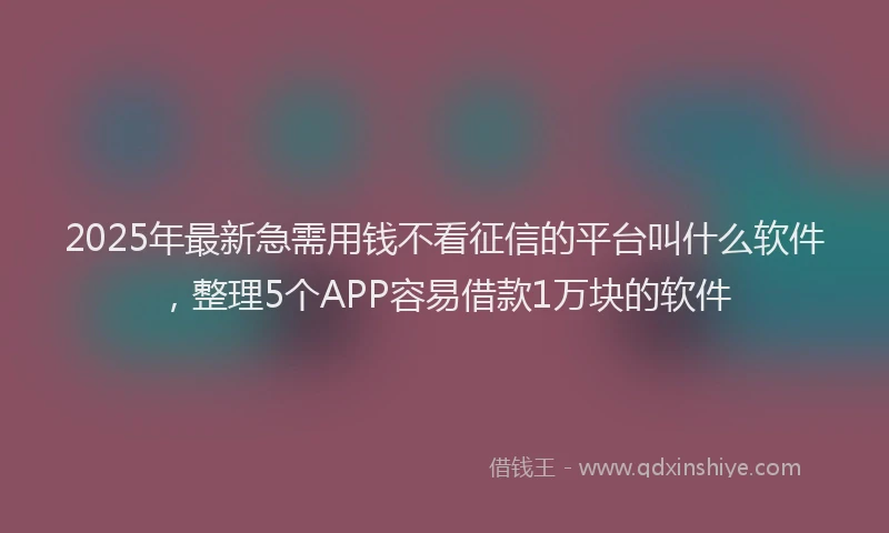 2025年最新急需用钱不看征信的平台叫什么软件，整理5个APP容易借款1万块的软件