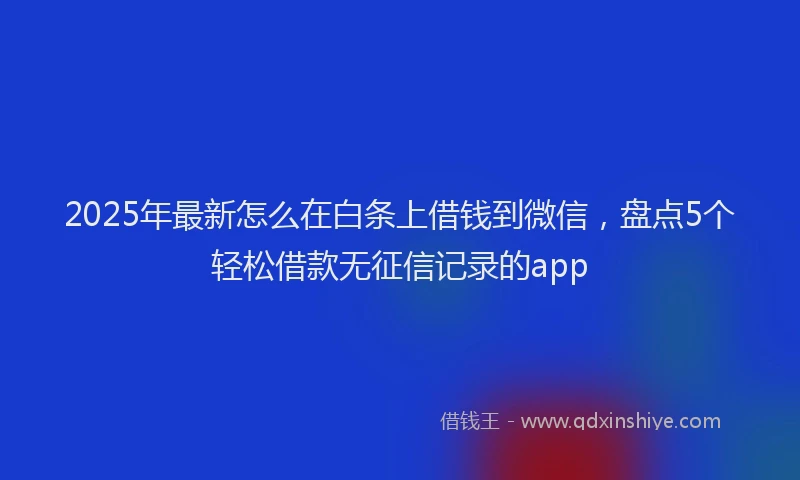 2025年最新怎么在白条上借钱到微信，盘点5个轻松借款无征信记录的app