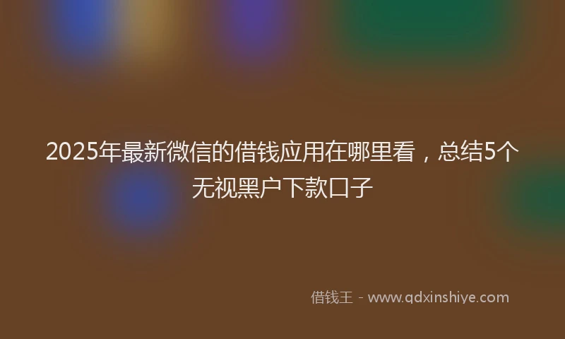 2025年最新微信的借钱应用在哪里看，总结5个无视黑户下款口子