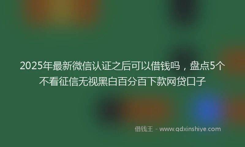 2025年最新微信认证之后可以借钱吗，盘点5个不看征信无视黑白百分百下款网贷口子