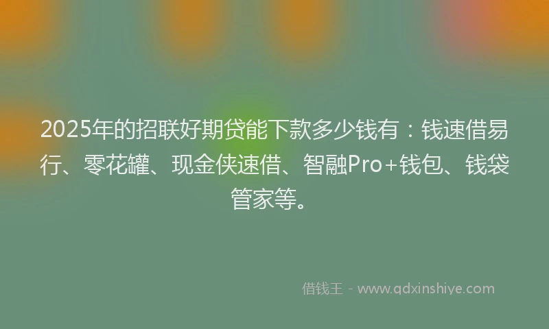 2025年的招联好期贷能下款多少钱有：钱速借易行、零花罐、现金侠速借、智融Pro+钱包、钱袋管家等。