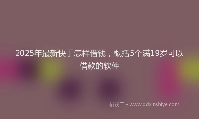2025年最新快手怎样借钱，概括5个满19岁可以借款的软件