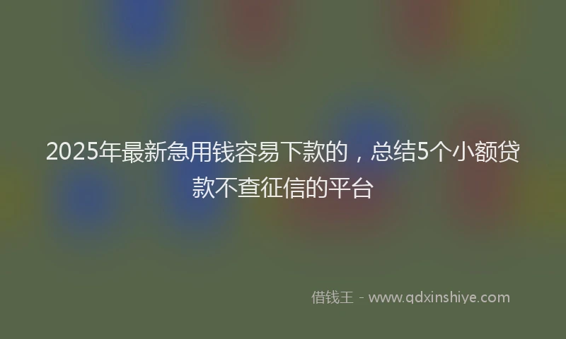 2025年最新急用钱容易下款的，总结5个小额贷款不查征信的平台