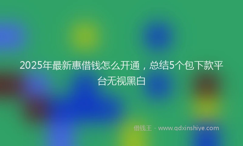 2025年最新惠借钱怎么开通，总结5个包下款平台无视黑白