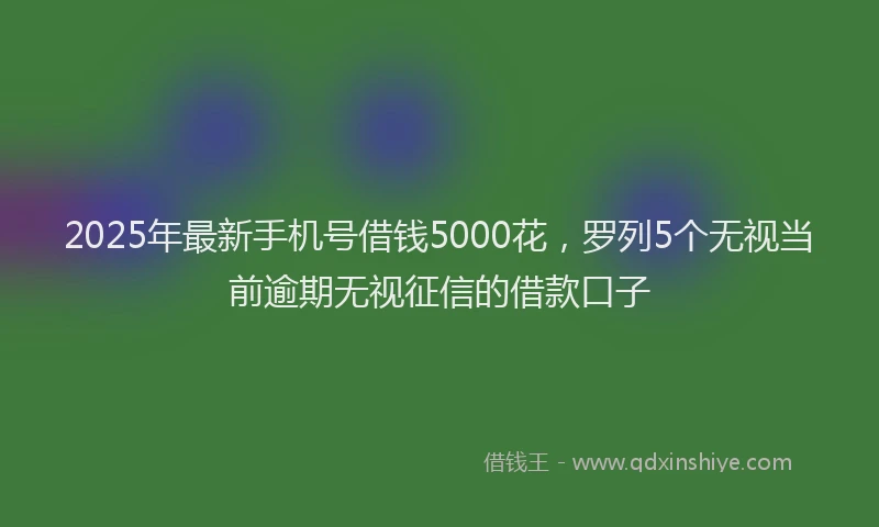 2025年最新手机号借钱5000花，罗列5个无视当前逾期无视征信的借款口子