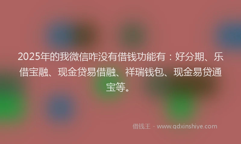 2025年的我微信咋没有借钱功能有：好分期、乐借宝融、现金贷易借融、祥瑞钱包、现金易贷通宝等。