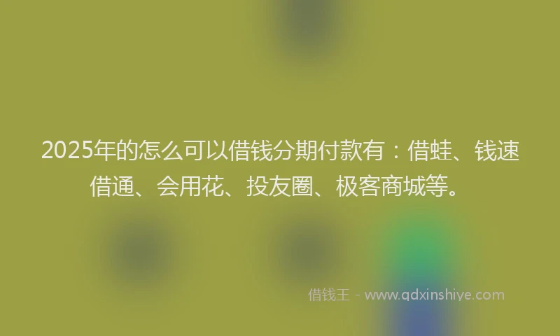2025年的怎么可以借钱分期付款有：借蛙、钱速借通、会用花、投友圈、极客商城等。