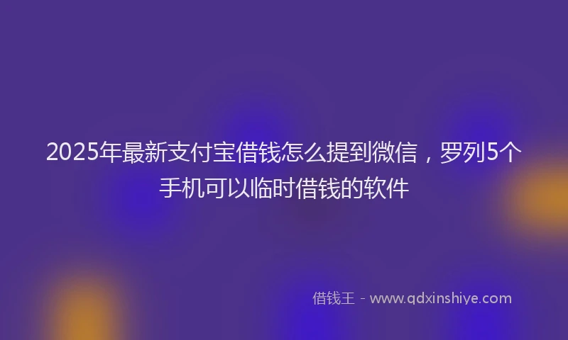 2025年最新支付宝借钱怎么提到微信，罗列5个手机可以临时借钱的软件