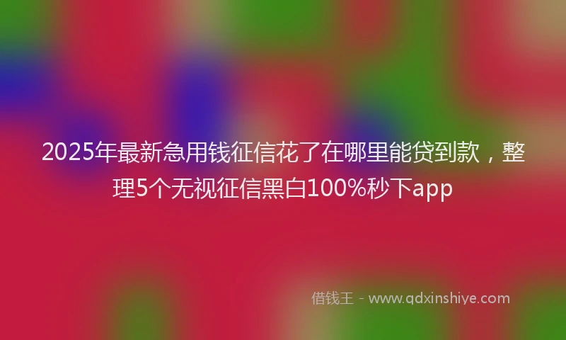 2025年最新急用钱征信花了在哪里能贷到款，整理5个无视征信黑白100%秒下app