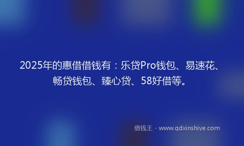 2025年的惠借借钱有：乐贷Pro钱包、易速花、畅贷钱包、臻心贷、58好借等。