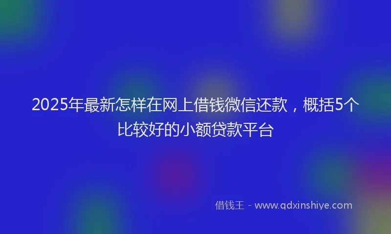 2025年最新怎样在网上借钱微信还款，概括5个比较好的小额贷款平台