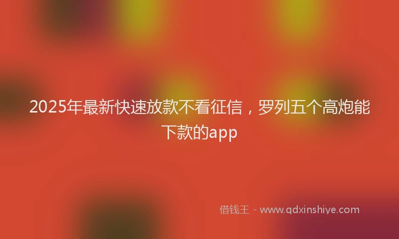 2025年最新快速放款不看征信，罗列五个高炮能下款的app