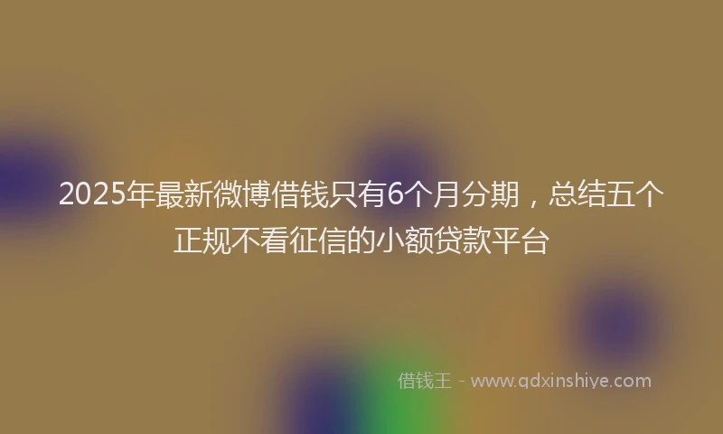 2025年最新微博借钱只有6个月分期，总结五个正规不看征信的小额贷款平台