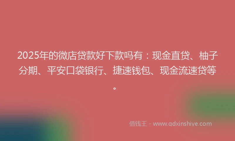 2025年的微店贷款好下款吗有：现金直贷、柚子分期、平安口袋银行、捷速钱包、现金流速贷等。